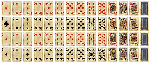 Full set of playing cards isolated on white background