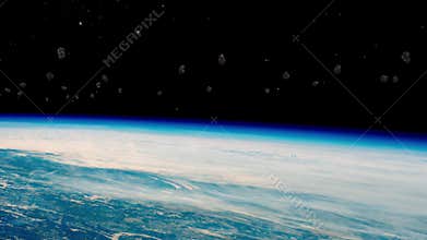 Stream of asteroids flying to Earth, space danger