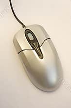 Silver computer mouse.