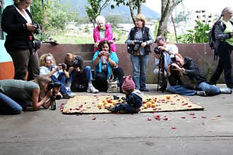 ILUMAN, ECUADOR, SEPTEMBER 15: A group of tourists