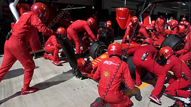 Scuderia Ferrari Formula 1 during pit stop, Russian Grand Prix 2019