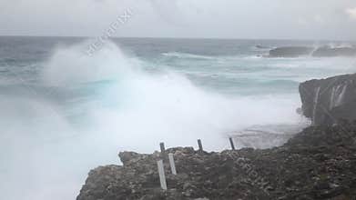 Animal Flower Cave, Wave Crashing in Barbados