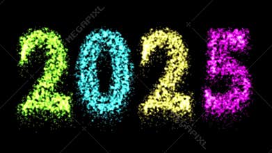 Happy new year fireworks 2025 eve celebration festive event - 3d animation