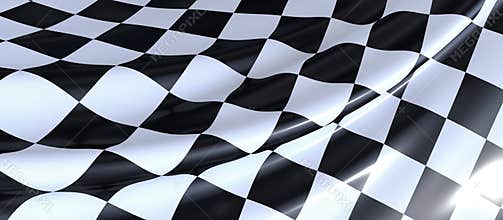 Closeup of a wavy checkered flag under the lights - perfect for wallpapers and backgrounds