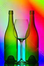 Wine bottles and glass