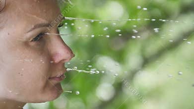 Skin Dehydration. Process of Skin Dried on Smooth Complexion. Loss Moisture on Female`s Face. Water and Body