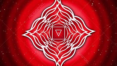 Root chakra - Muladhara rotating, spiritual symbol, starburst,seamless