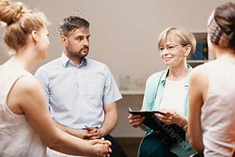 Group psychotherapy with counselor for people with anxiety problems