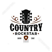 Vintage retro Classic country music, guitar vintage retro logo design