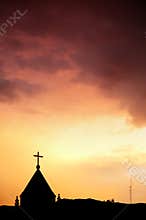 Church and red sky