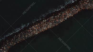 4k aerial video from Spain, Salou coastline. Salou,sea and the rocks in it