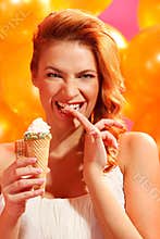 Woman with ice cream
