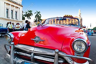 Close up of a classic vintage car in Havana