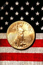 Gold American Eagle On American Flag