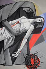 13th Stations of the Cross, Jesus` body is removed from the cross, Church of the Holy Trinity in Gemunden, Germany