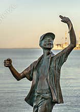 Monument to the fisherman on the embankment of Berdyansk, Ukraine