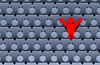 Men among crowd of people