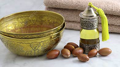 Traditional bottle of Argan Oil in Hammam