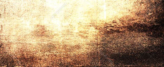 Old brown parchment paper background with yellowed vintage grunge texture borders and off white light center with distressed faded