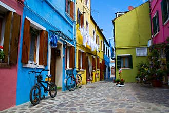 Venice, Burano island houses