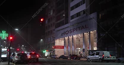 Hospital entrance in the night