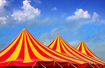 Circus tent red orange and yellow stripped pattern