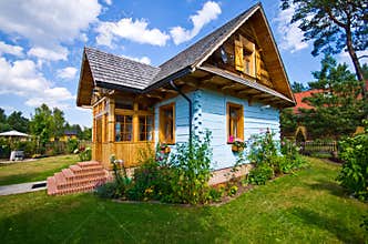 Wooden rural house in Poland, Roztocze region