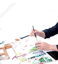 Learn to draw fish. Sketch, paint and coloring on paper.