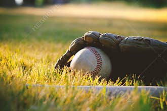 Summer baseball background close up