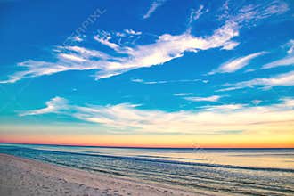 SUMMER SUNSET IN TROPICAL VACATION SCENERY