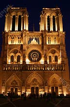 Night Scene at Notre Dame in Paris France