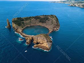Aerial view of the Islet of Vila Franca do Campo, Azores islands