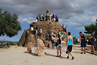 Tourists in Guell Park