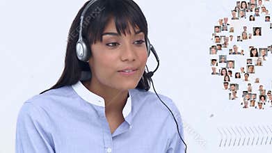 Call centre agent talking to multiple clients