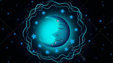 Best night sky blue moon cartoon and stars