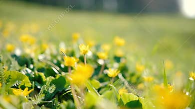 Spring flower abundance field buttercups nature