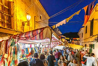 Busy streets at the medieval market of Capdepera