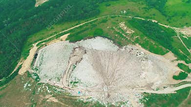 Flight over open cast mines. Illegal duming, Fly-tipping. 4K.