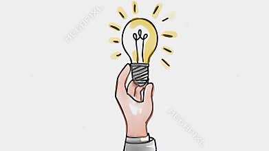 Incandescent Light Bulb Glowing Watercolor 2D Animation