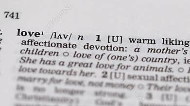 Love definition pointed by pencil in vocabulary, commitment to partner happiness