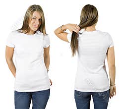 Female wearing blank white shirt