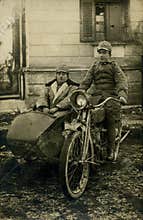 Original 1919 antique photo-men on bike