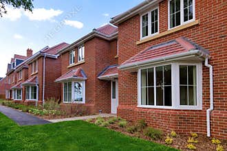 Row of empty new houses