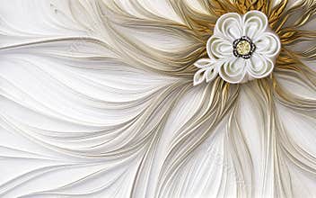 3d mural wallpaper golden and brown with crystal flower decoration Abstract fractal fantastic flower background