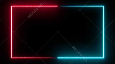 Neon glowing frame background. Laser show border.