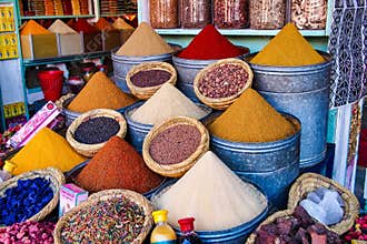 The Souks in Marrakesh, Morocco,. The largest traditional market in Africa
