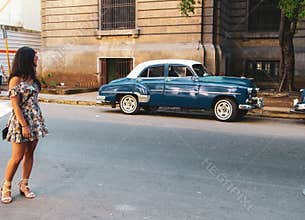 Old street of Havana in Cuba, Caribbeans