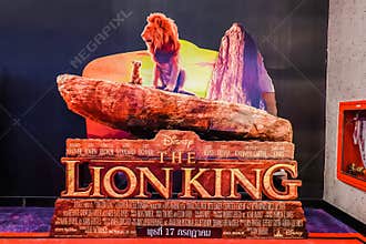 A beautiful standee of a movie called Lion King display at the cinema to promote the movie