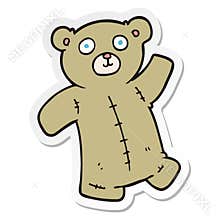 A creative sticker of a cartoon teddy bear