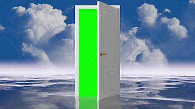 Heavenly door on a mirror ocean